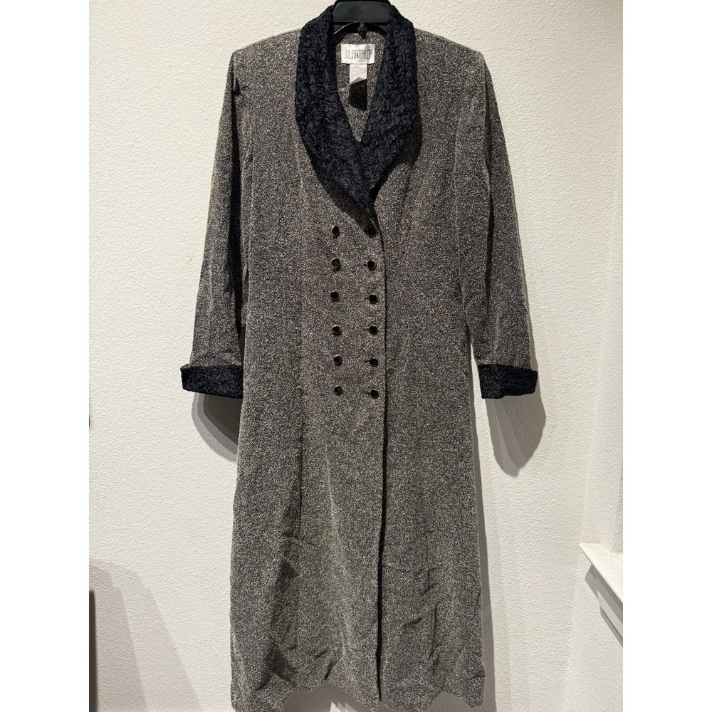 Julian Taylor Vtg Lightweight Tweed Double Breasted Fitted Trench Sz 14